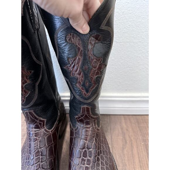 Mens Custom Made Red Brown Caiman Crocodile Western Boots 9.5 E - Picture 3 of 14